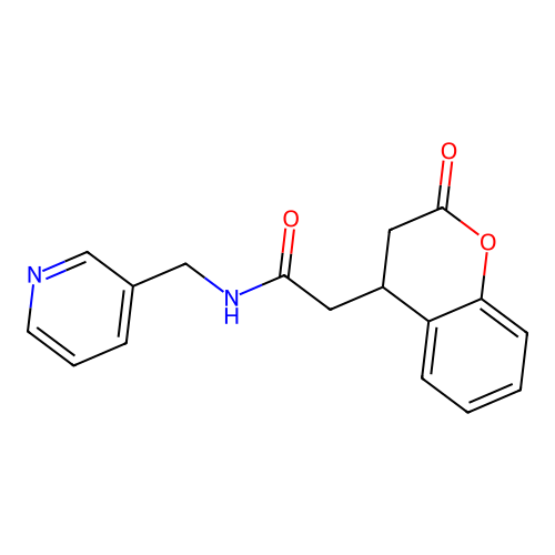 2-(2-oxo-3,4-dihydrochromen-4-yl)-N-(pyridin-3-ylmethyl)acetamide structure