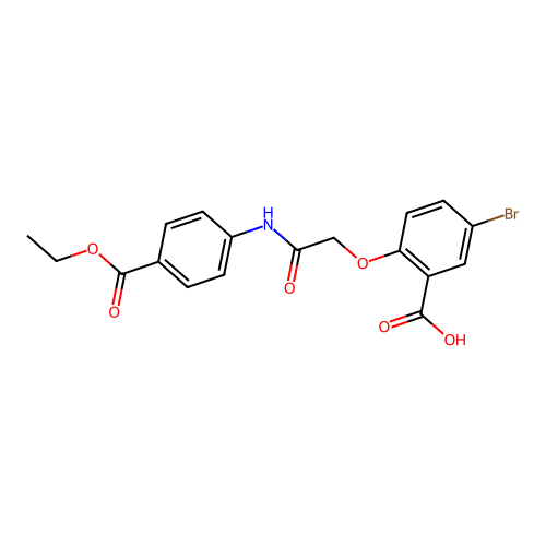 5-Bromo-2-(2-{[4-(ethoxycarbonyl)phenyl]amino}-2-oxoethoxy)benzoic acid structure