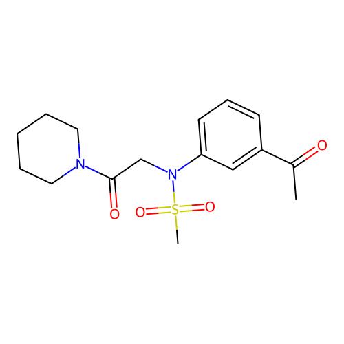 N-(3-acetylphenyl)-N-(2-oxo-2-piperidin-1-ylethyl)methanesulfonamide structure