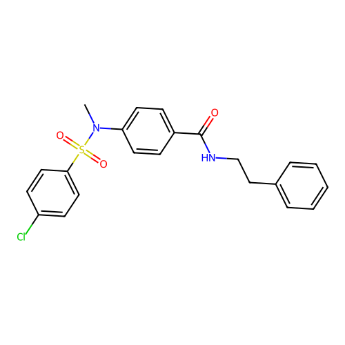 4-{[(4-chlorophenyl)sulfonyl](methyl)amino}-N-(2-phenylethyl)benzamide structure
