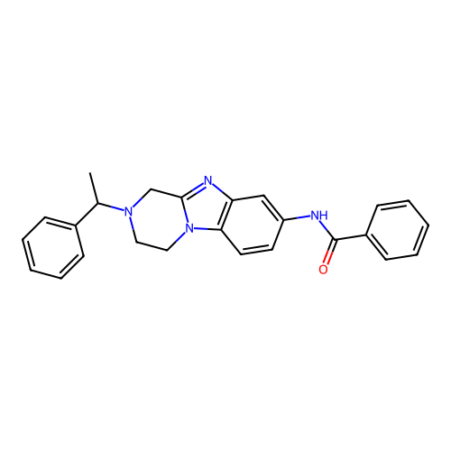 N-[2-(1-phenylethyl)-1,2,3,4-tetrahydropyrazino[1,2-a]benzimidazol-8-yl]benzamide structure