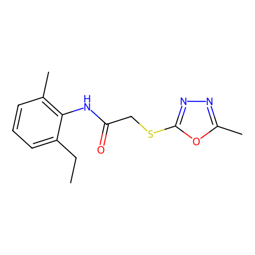 N-(2-ethyl-6-methylphenyl)-2-[(5-methyl-1,3,4-oxadiazol-2-yl)sulfanyl]acetamide structure