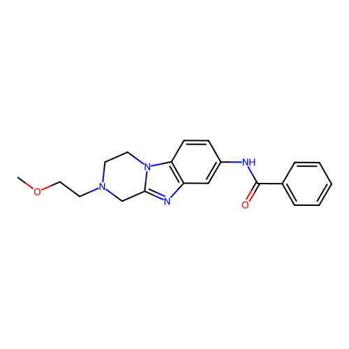 N-[2-(2-methoxyethyl)-1,2,3,4-tetrahydropyrazino[1,2-a]benzimidazol-8-yl]benzamide structure
