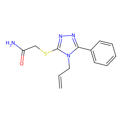 2-[(5-Phenyl-4-prop-2-enyl-1,2,4-triazol-3-yl)sulfanyl]acetamide structure