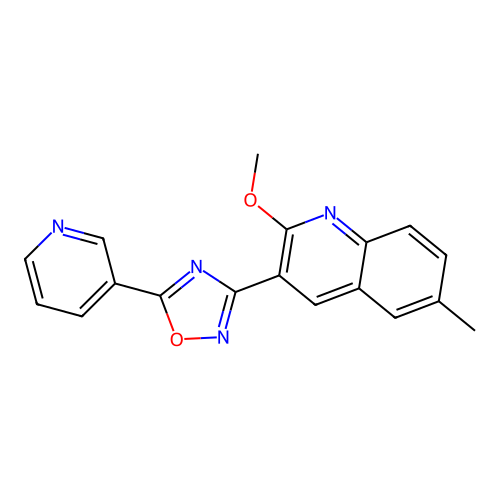 2-Methoxy-6-methyl-3-[5-(3-pyridinyl)-1,2,4-oxadiazol-3-yl]quinoline structure