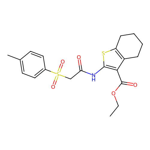 Ethyl 2-(2-tosylacetamido)-4,5,6,7-tetrahydrobenzo[b]thiophene-3-carboxylate structure