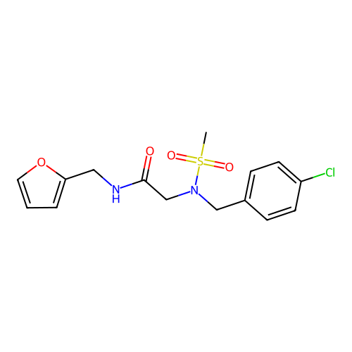 2-[(4-chlorophenyl)methyl-methylsulfonylamino]-N-(furan-2-ylmethyl)acetamide structure