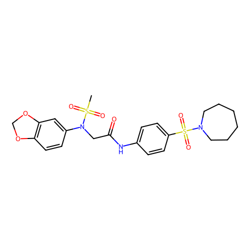 N-[4-(azepan-1-ylsulfonyl)phenyl]-2-[1,3-benzodioxol-5-yl(methylsulfonyl)amino]acetamide structure