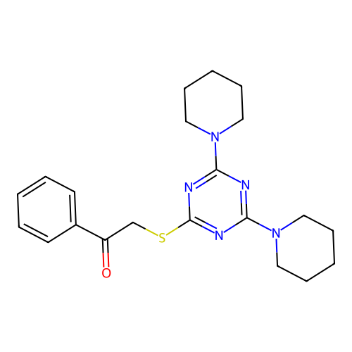 2-[[4,6-Bis(1-piperidinyl)-1,3,5-triazin-2-yl]thio]-1-phenylethanone structure