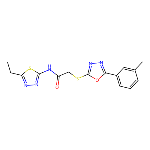 N-(5-ethyl-1,3,4-thiadiazol-2-yl)-2-[[5-(3-methylphenyl)-1,3,4-oxadiazol-2-yl]sulfanyl]acetamide structure