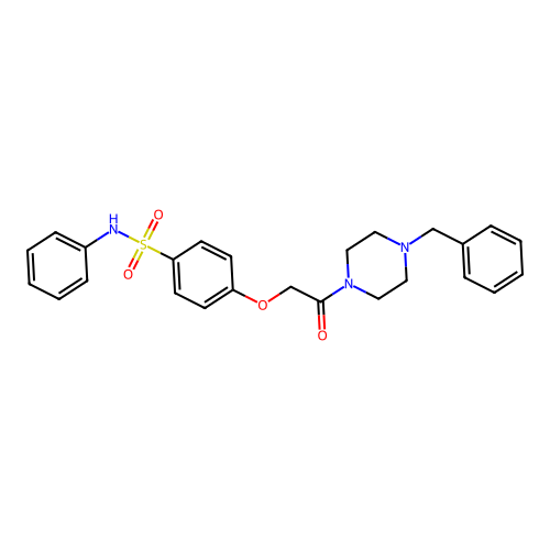 4-[2-(4-benzylpiperazin-1-yl)-2-oxoethoxy]-N-phenylbenzenesulfonamide structure