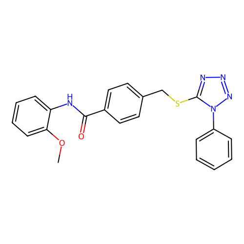 N-(2-methoxyphenyl)-4-[(1-phenyltetrazol-5-yl)sulfanylmethyl]benzamide structure