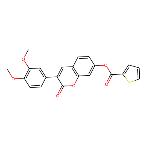 3-(3,4-dimethoxyphenyl)-2-oxo-2H-chromen-7-yl thiophene-2-carboxylate structure