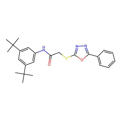 N-(3,5-ditert-butylphenyl)-2-[(5-phenyl-1,3,4-oxadiazol-2-yl)sulfanyl]acetamide structure