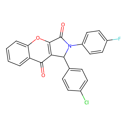 1-(4-chlorophenyl)-2-(4-fluorophenyl)-1,2-dihydrochromeno[2,3-c]pyrrole-3,9-dione structure
