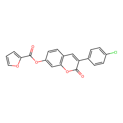 3-(4-chlorophenyl)-2-oxo-2H-chromen-7-yl furan-2-carboxylate structure