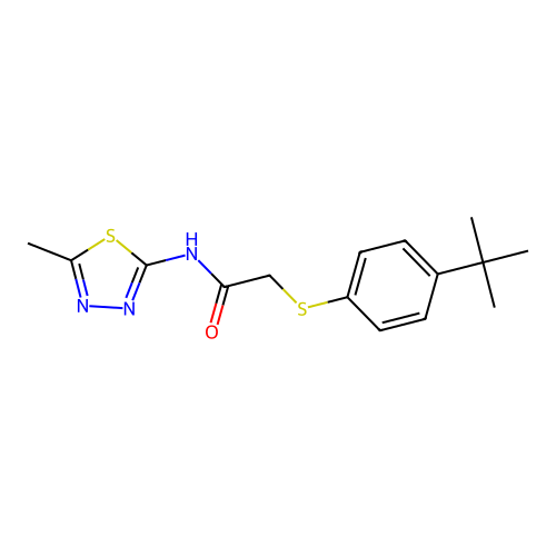 2-(4-tert-butylphenyl)sulfanyl-N-(5-methyl-1,3,4-thiadiazol-2-yl)acetamide structure
