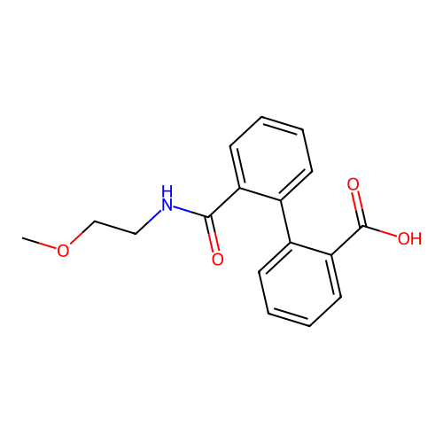 2'-{[(2-Methoxyethyl)amino]carbonyl}-2-biphenylcarboxylic acid structure