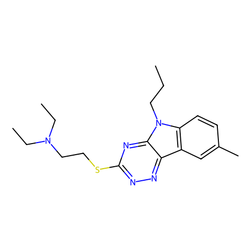 N,N-diethyl-2-[(8-methyl-5-propyl-[1,2,4]triazino[5,6-b]indol-3-yl)sulfanyl]ethanamine structure