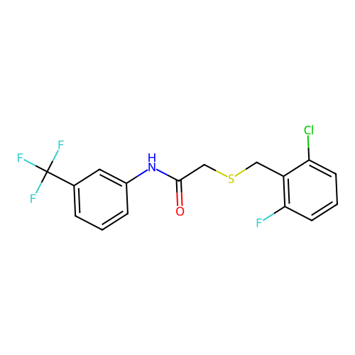2-[(2-chloro-6-fluorophenyl)methylsulfanyl]-N-[3-(trifluoromethyl)phenyl]acetamide structure
