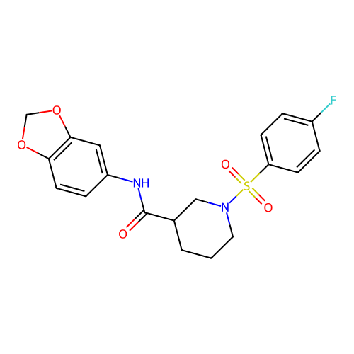 N-(1,3-benzodioxol-5-yl)-1-(4-fluorophenyl)sulfonylpiperidine-3-carboxamide structure