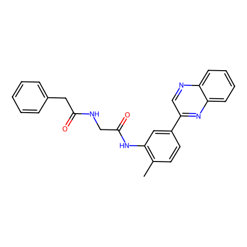 N-[2-(2-methyl-5-quinoxalin-2-ylanilino)-2-oxoethyl]-2-phenylacetamide structure