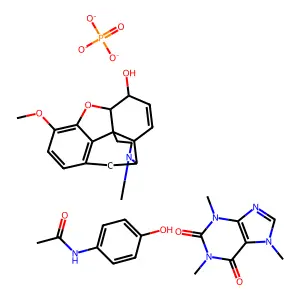 Acetaminophen mixture with caffeine and codeine phosphate structure