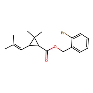 Cyclopropanecarboxylic acid, 2,2-dimethyl-3-(2-methyl-1-propenyl)-, (2-bromophenyl)methyl ester, (1R-trans)- structure