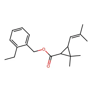 Cyclopropanecarboxylic acid, 2,2-dimethyl-3-(2-methyl-1-propenyl)-, (2-ethylphenyl)methyl ester, (1R-trans)- structure