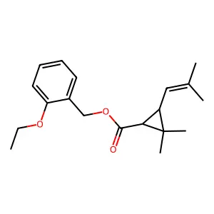 Cyclopropanecarboxylic acid, 2,2-dimethyl-3-(2-methyl-1-propenyl)-, (2-ethoxyphenyl)methyl ester, (1R-trans)- structure