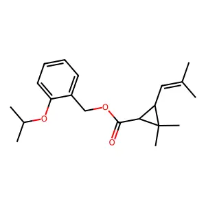 Cyclopropanecarboxylic acid, 2,2-dimethyl-3-(2-methyl-1-propenyl)-, (2-(1-methylethoxy)phenyl)methyl ester, (1R-trans)- structure