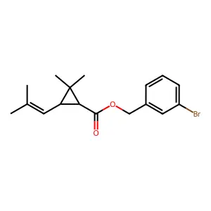 Cyclopropanecarboxylic acid, 2,2-dimethyl-3-(2-methyl-1-propenyl)-, (3-bromophenyl)methyl ester, (1R,3R)- structure