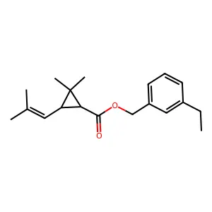 Cyclopropanecarboxylic acid, 2,2-dimethyl-3-(2-methyl-1-propenyl)-, (3-ethylphenyl)methyl ester, (1R,3R)- structure