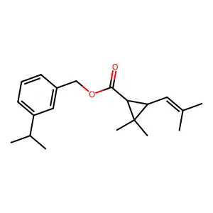 Cyclopropanecarboxylic acid, 2,2-dimethyl-3-(2-methyl-1-propenyl)-, (3-(1-methylethyl)phenyl)methyl ester, (1R,3R)- structure