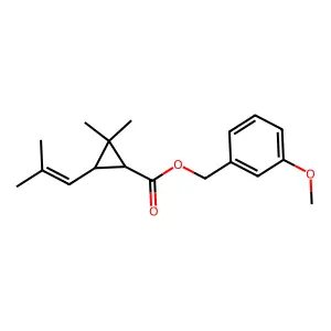 Cyclopropanecarboxylic acid, 2,2-dimethyl-3-(2-methyl-1-propenyl)-, (3-methoxyphenyl)methyl ester, (1R,3R)- structure