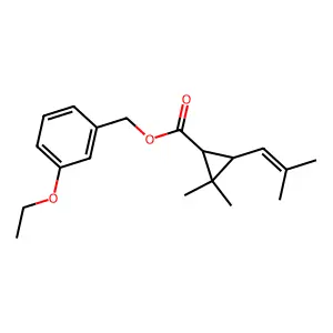 Cyclopropanecarboxylic acid, 2,2-dimethyl-3-(2-methyl-1-propenyl)-, (3-ethoxyphenyl)methyl ester, (1R,3R)- structure