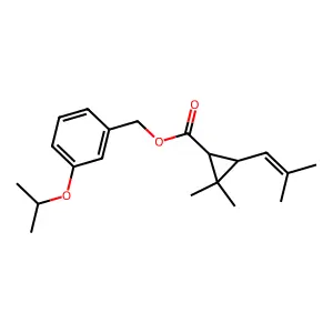 Cyclopropanecarboxylic acid, 2,2-dimethyl-3-(2-methyl-1-propenyl)-, (3-(1-methylethoxy)phenyl)methyl ester, (1R,3R)- structure