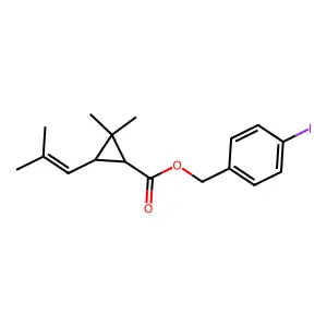 Cyclopropanecarboxylic acid, 2,2-dimethyl-3-(2-methyl-1-propenyl)-, (4-iodophenyl)methyl ester, (1R-trans)- structure