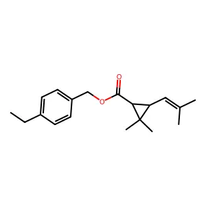 Cyclopropanecarboxylic acid, 2,2-dimethyl-3-(2-methyl-1-propenyl)-, (4-ethylphenyl)methyl ester, (1R-trans)- structure