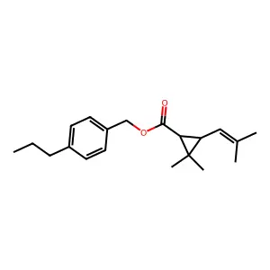 Cyclopropanecarboxylic acid, 2,2-dimethyl-3-(2-methyl-1-propenyl)-, (4-propylphenyl)methyl ester, (1R-trans)- structure