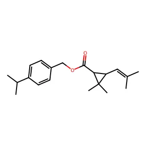 Cyclopropanecarboxylic acid, 2,2-dimethyl-3-(2-methyl-1-propenyl)-, (4-(1-methylethyl)phenyl)methyl ester, (1R-trans)- structure