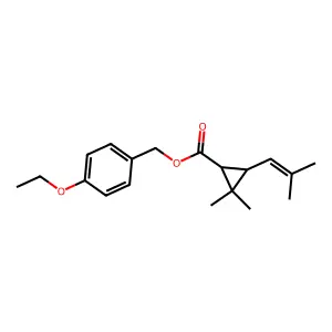 Cyclopropanecarboxylic acid, 2,2-dimethyl-3-(2-methyl-1-propenyl)-, (4-ethoxyphenyl)methyl ester, (1R-trans)- structure