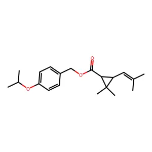 Cyclopropanecarboxylic acid, 2,2-dimethyl-3-(2-methyl-1-propenyl)-, (4-(1-methylethoxy)phenyl)methyl ester, (1R-trans)- structure