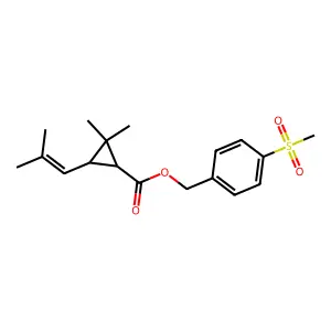 Cyclopropanecarboxylic acid, 2,2-dimethyl-3-(2-methyl-1-propenyl)-, (4-(methylsulfonyl)phenyl)methyl ester, (1R-trans)- structure