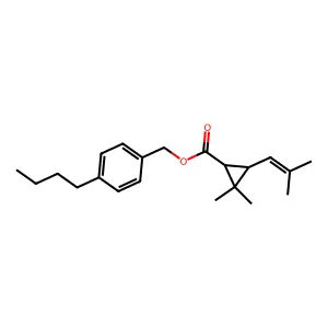 Cyclopropanecarboxylic acid, 2,2-dimethyl-3-(2-methyl-1-propenyl)-, (4-butylphenyl)methyl ester, (1R-trans)- structure