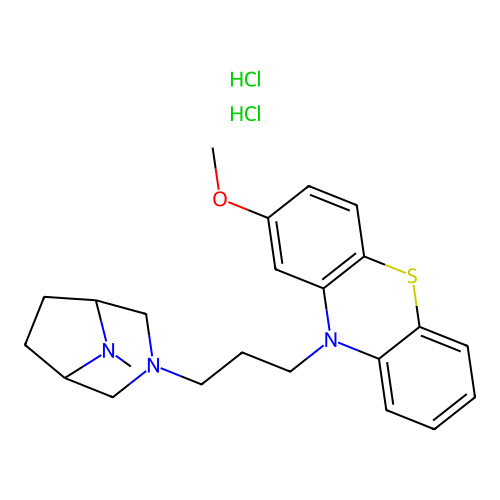 Phenothiazine, 2-methoxy-10-(3-(8-methyl-3,8-diazabicyclo(3.2.1)oct-3-yl)propyl)-, dihydrochloride structure
