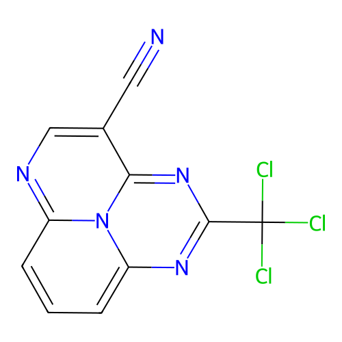 2-Trichloromethyl-4-cyano-1,3,6,9b-tetraazaphenalene structure