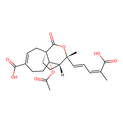 (1R,7S,8S,9R)-7-(acetyloxy)-9-[(1E,3E)-4-carboxy-4-methylbuta-1,3-dien-1-yl]-9-methyl-11-oxo-10-oxatricyclo[6.3.2.0(1),?]tridec-3-ene-4-carboxylic acid structure