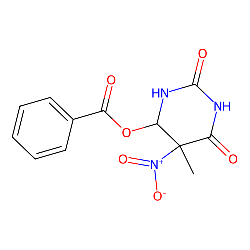 2,4(1H,3H)-Pyrimidinedione, dihydro-6-(benzoyloxy)-5-methyl-5-nitro- structure