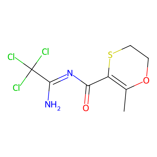 N-(1-amino-2,2,2-trichloroethylidene)-6-methyl-2,3-dihydro-1,4-oxathiine-5-carboxamide structure